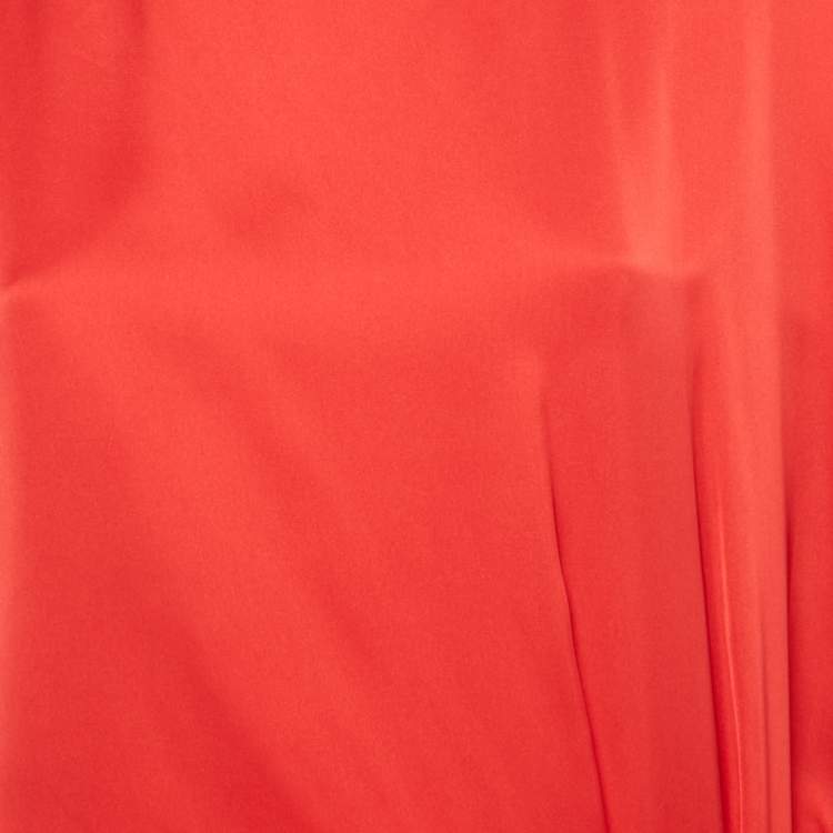 Pre Owned Class by Roberto Cavalli Red Satin Fridge Detail Tunic Mini Dress M
