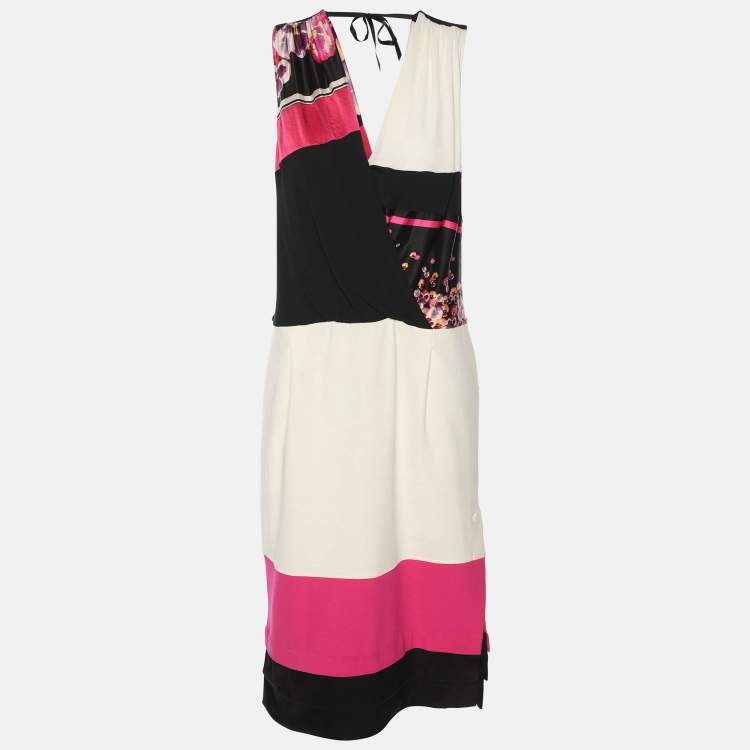 Pre Owned Class by Roberto Cavalli Multicolor Stretch Crepe Sleeveless Midi Dress M