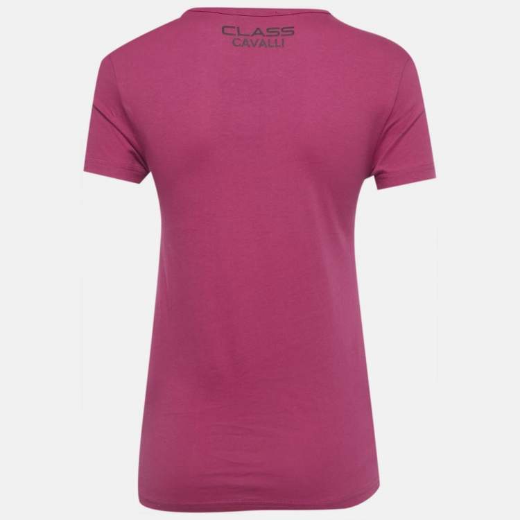 Pre Owned Class by Roberto Cavalli Pink Lemon Print Jersey T-Shirt XS