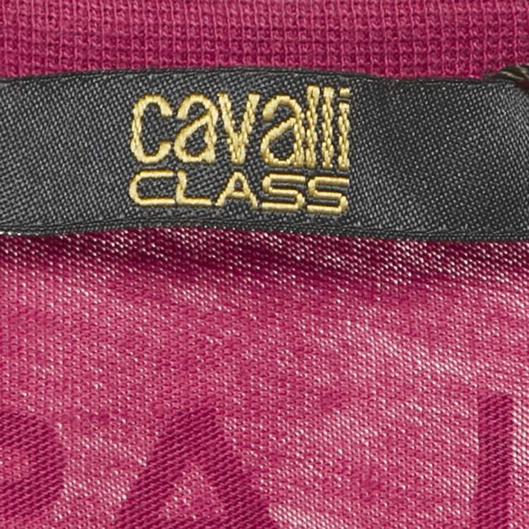 Pre Owned Class by Roberto Cavalli Pink Lemon Print Jersey T-Shirt XS