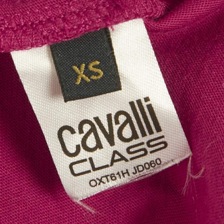 Pre Owned Class by Roberto Cavalli Pink Lemon Print Jersey T-Shirt XS