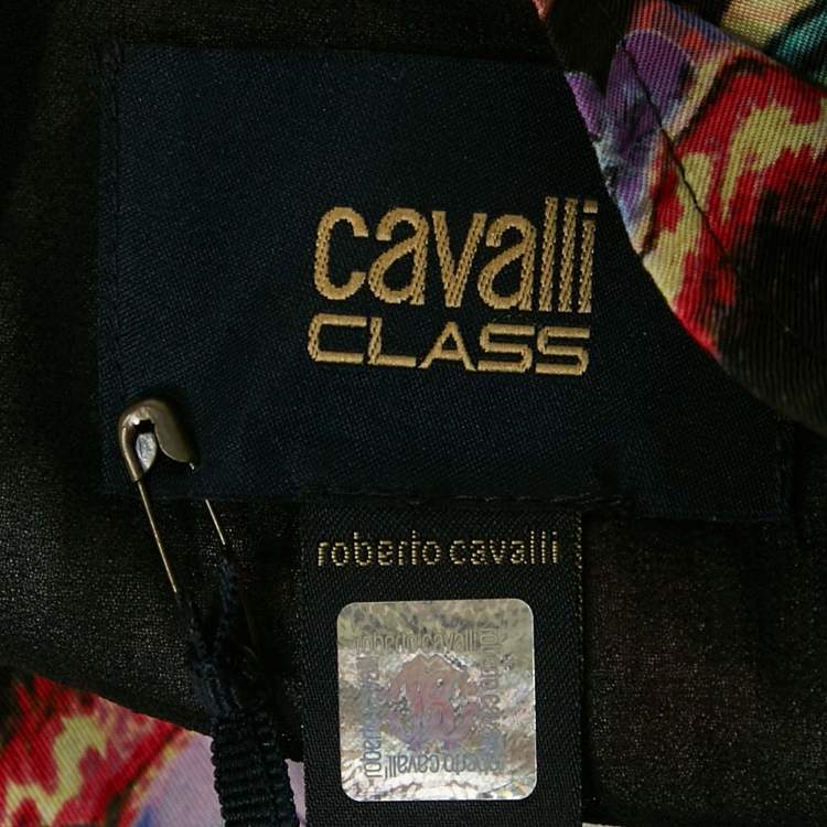 Pre Owned Class by Roberto Cavalli Black Printed Crepe Short Dress M