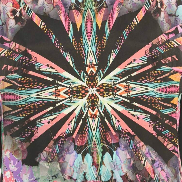 Pre Owned Class by Roberto Cavalli Black Printed Crepe Short Dress M