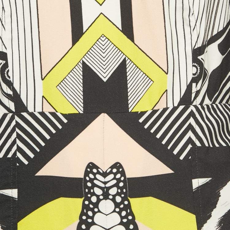 Pre Owned Cavalli Class by Roberto Cavalli Black Printed Crepe Midi Dress L