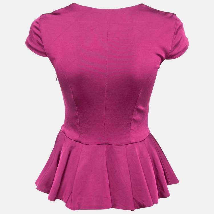 Pre Owned Class by Roberto Cavalli Magenta Pink Jersey peplum Hem Top M