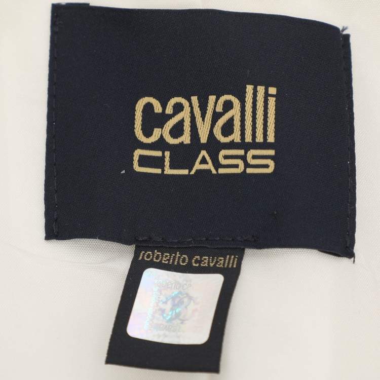 Pre Owned Class by Roberto Cavalli Cream Stretch Crepe Single Breasted Blazer M