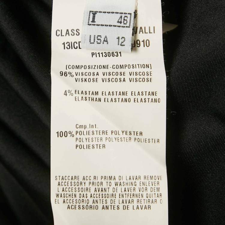 Pre Owned Class by Roberto Cavalli White Printed Jersey Midi Dress L