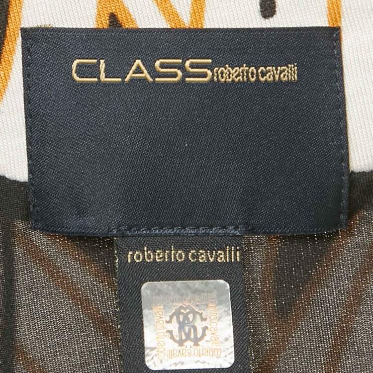 Pre Owned Class by Roberto Cavalli White Printed Jersey Midi Dress L