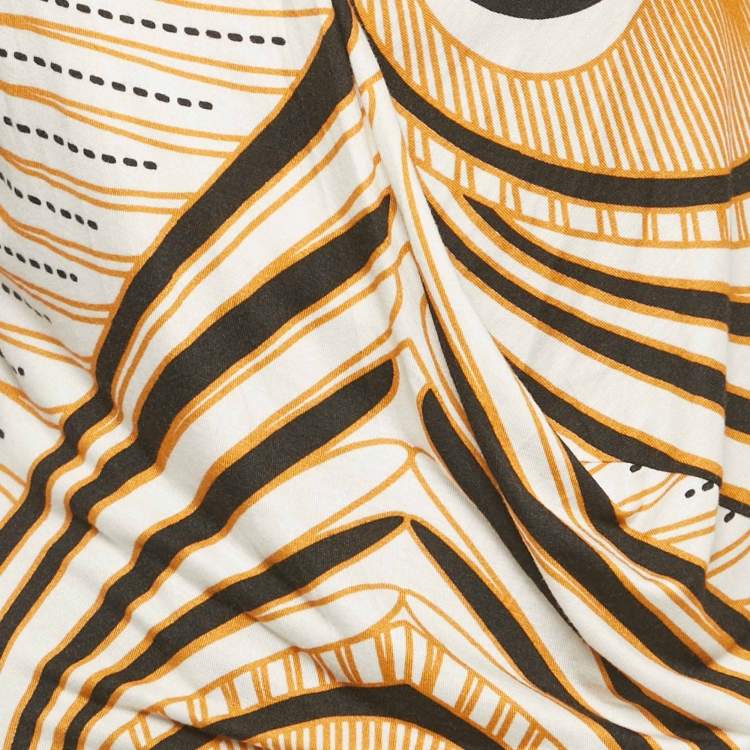 Pre Owned Class by Roberto Cavalli White Printed Jersey Midi Dress L