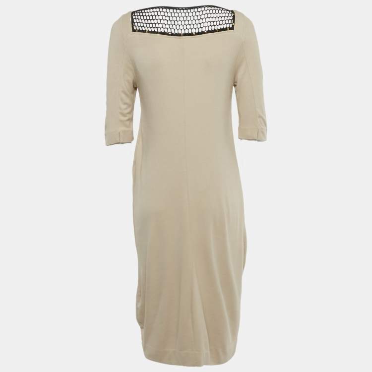 Pre Owned Class by Roberto Cavalli Beige Mesh Detail Jersey Midi Dress M