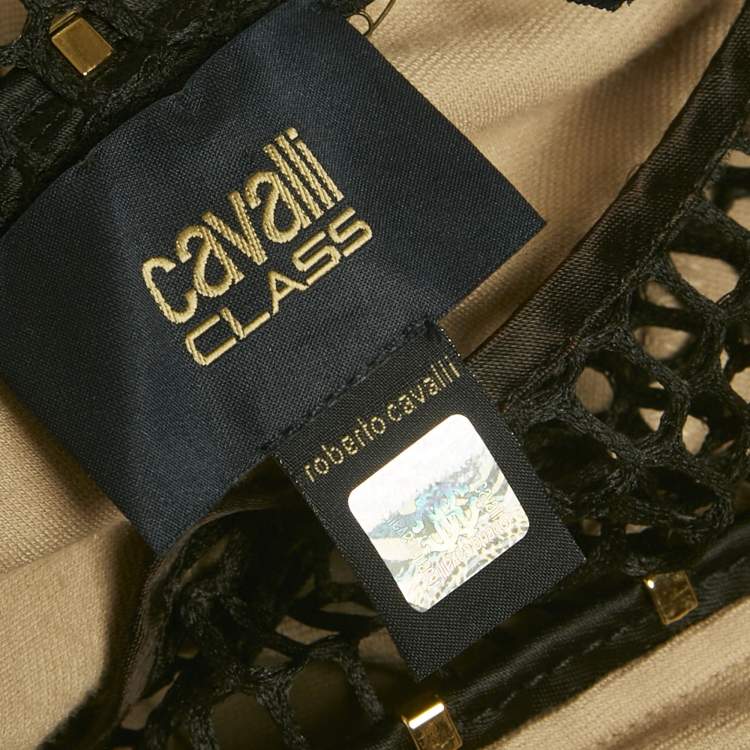 Pre Owned Class by Roberto Cavalli Beige Mesh Detail Jersey Midi Dress M