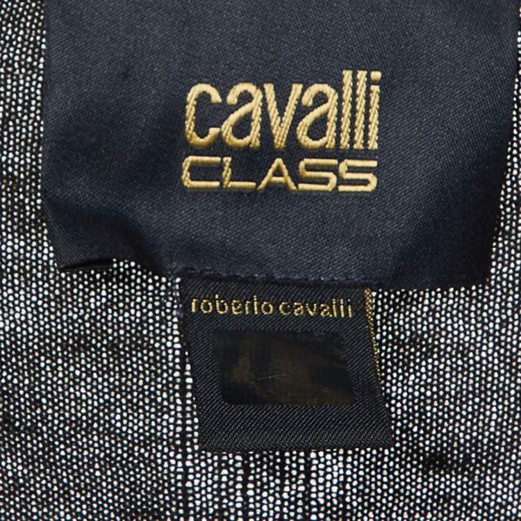 Pre Owned Class by Roberto Cavalli Black Wool Blend Embellished Detail Top L