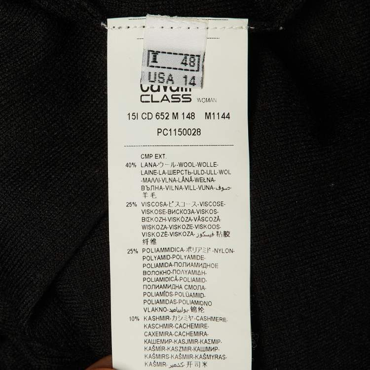 Pre Owned Class by Roberto Cavalli Black Wool Blend Embellished Detail Top L