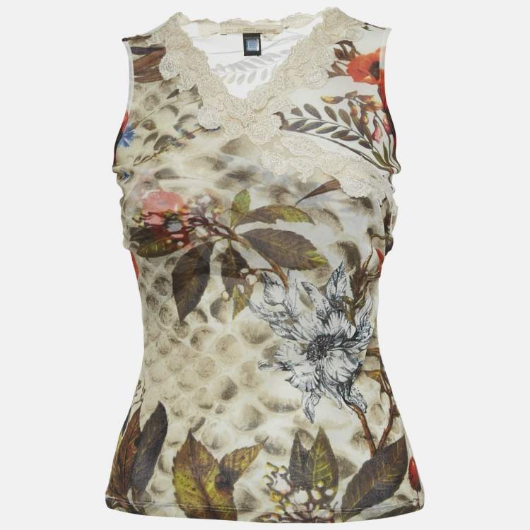 Pre Owned Class by Roberto Cavalli Multicolor Print Jersey Sleeveless Top XS