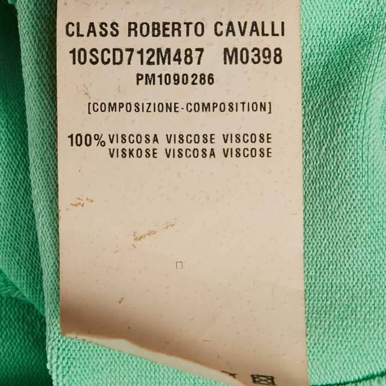 مملوكة مسبقًا Class by Roberto Cavalli Green Ribbed Tank Top S