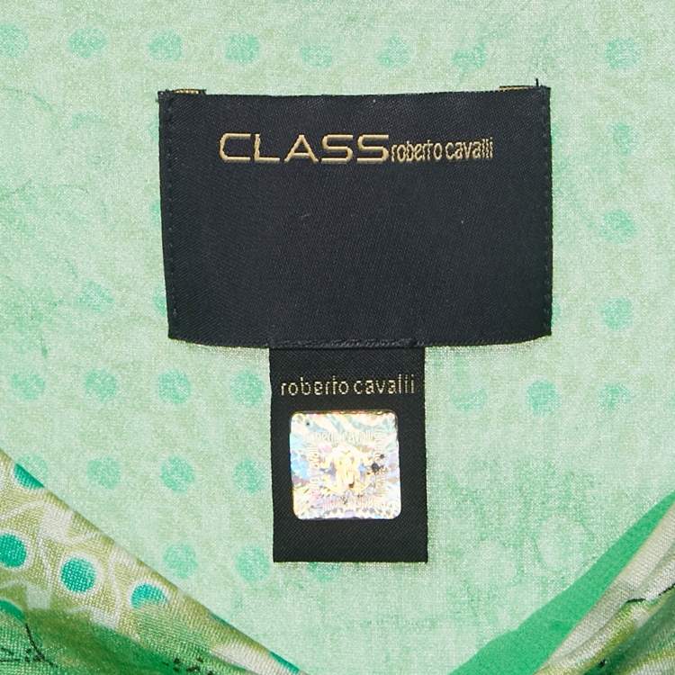 مملوكة مسبقًا Class by Roberto Cavalli Green Jersey Cowl Neck Mini Dress L