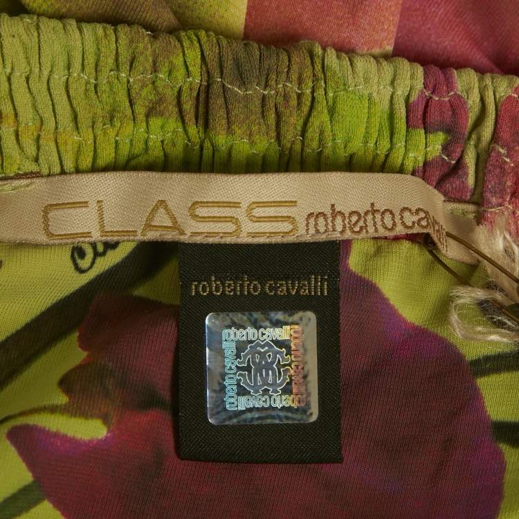 Pre Owned Class by Roberto Cavalli Green Floral Print Mini Dress L