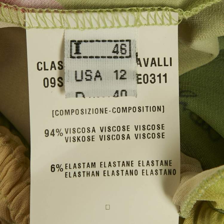 Pre Owned Class by Roberto Cavalli Green Floral Print Mini Dress L