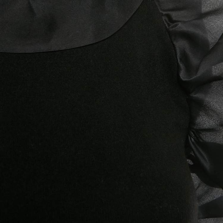 Pre Owned Class by Roberto Cavalli Black Stretch Knit Ruffle Top M