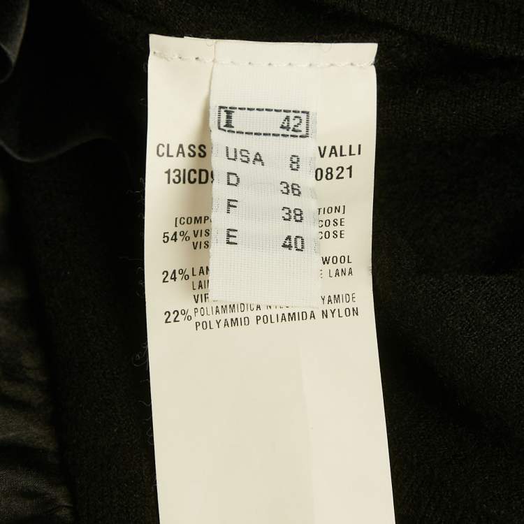 Pre Owned Class by Roberto Cavalli Black Stretch Knit Ruffle Top M