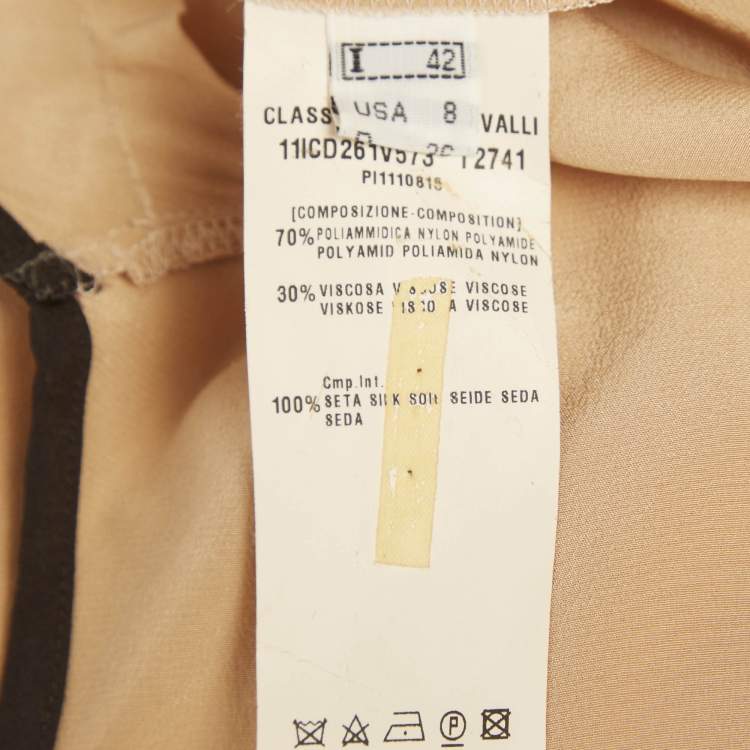 Pre Owned Class by Roberto Cavalli Black/Beige Sheer Lace Off Shoulder Dress M