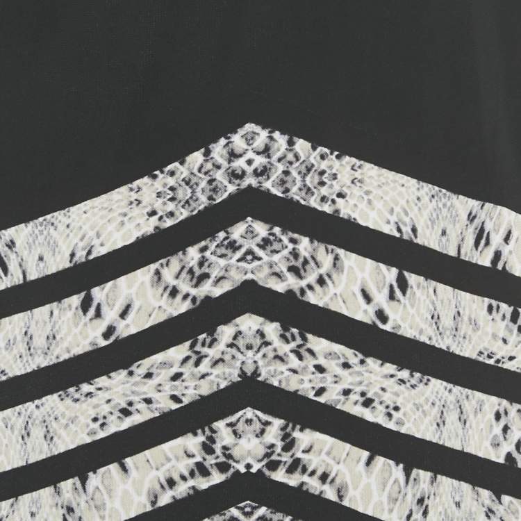 Pre Owned Class by Roberto Cavalli Black Snake Print Jersey One Shoulder Maxi Dress L