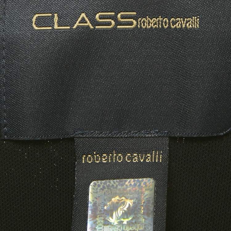 Pre Owned Class by Roberto Cavalli Black Snake Print Jersey One Shoulder Maxi Dress L