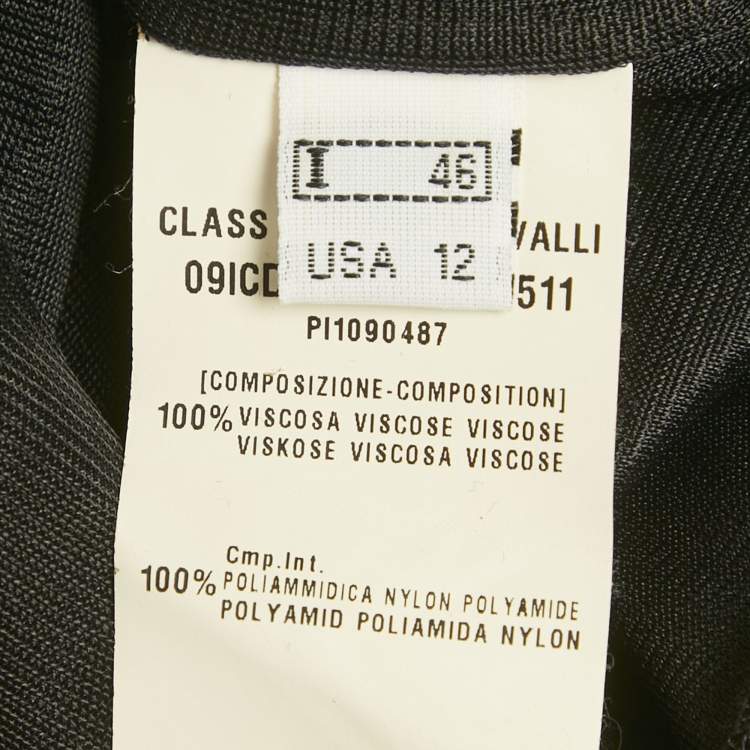 Pre Owned Class by Roberto Cavalli Black Snake Print Jersey One Shoulder Maxi Dress L