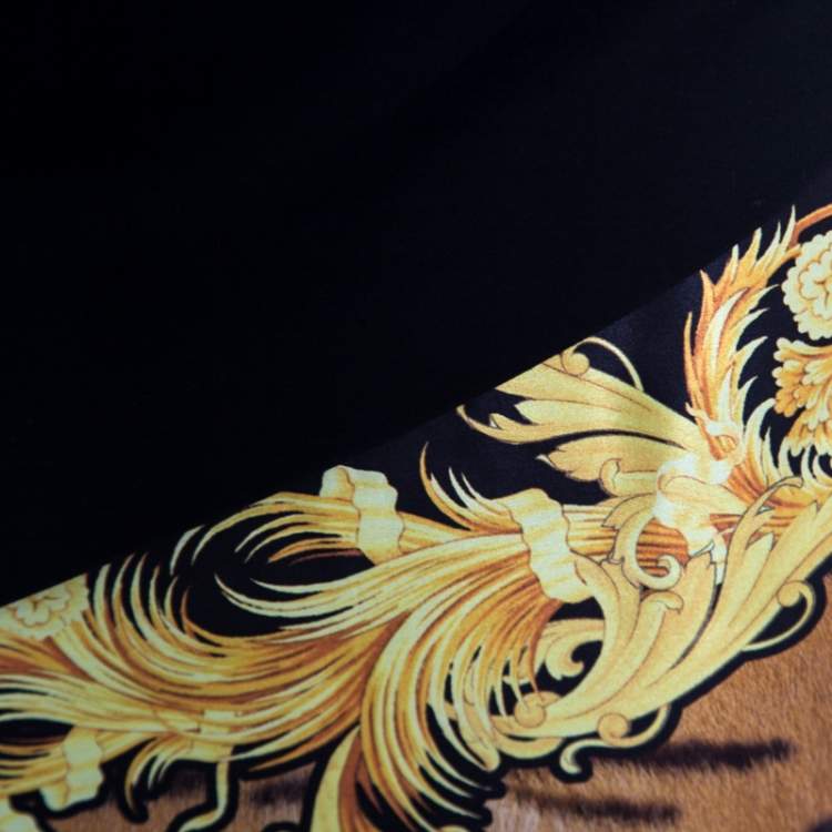 Pre Owned Class By Roberto Cavalli Black Printed Ruched Detail Layered Midi Skirt M