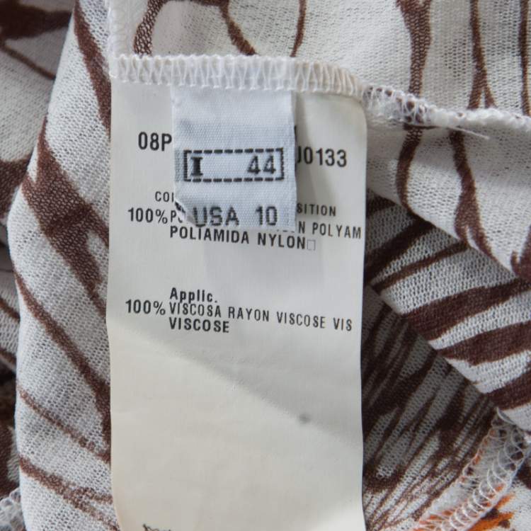 مملوكة مسبقًا Class by Roberto Cavalli Off White Floral Printed Sheer Ribbed Trim Top M