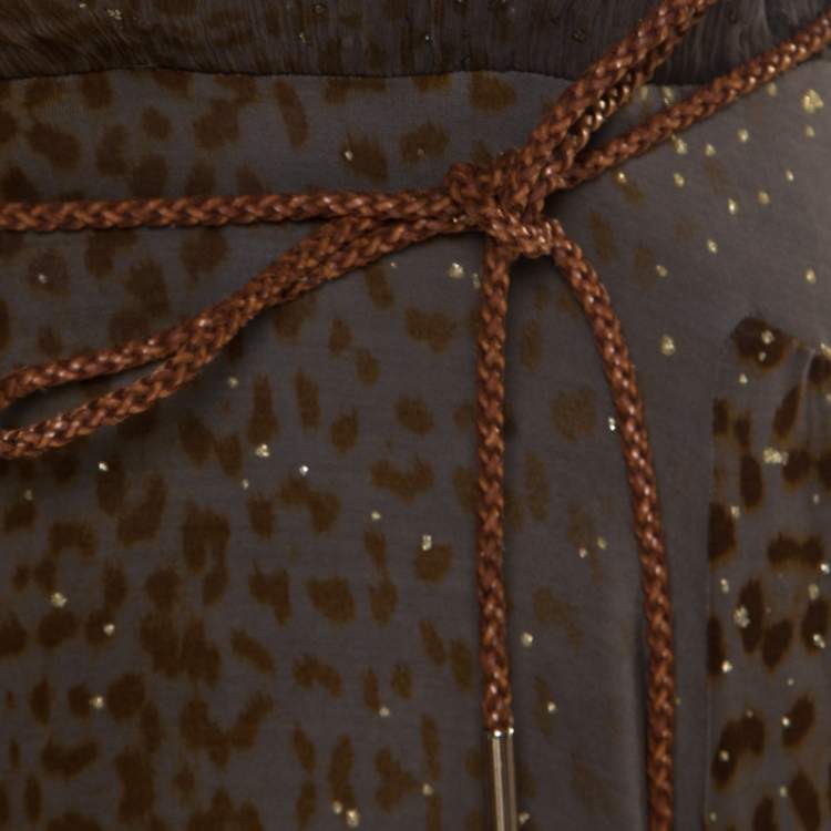 Pre Owned Class by Roberto Cavalli Grey Animal Printed Glitter Detail Cutout Back Dress M