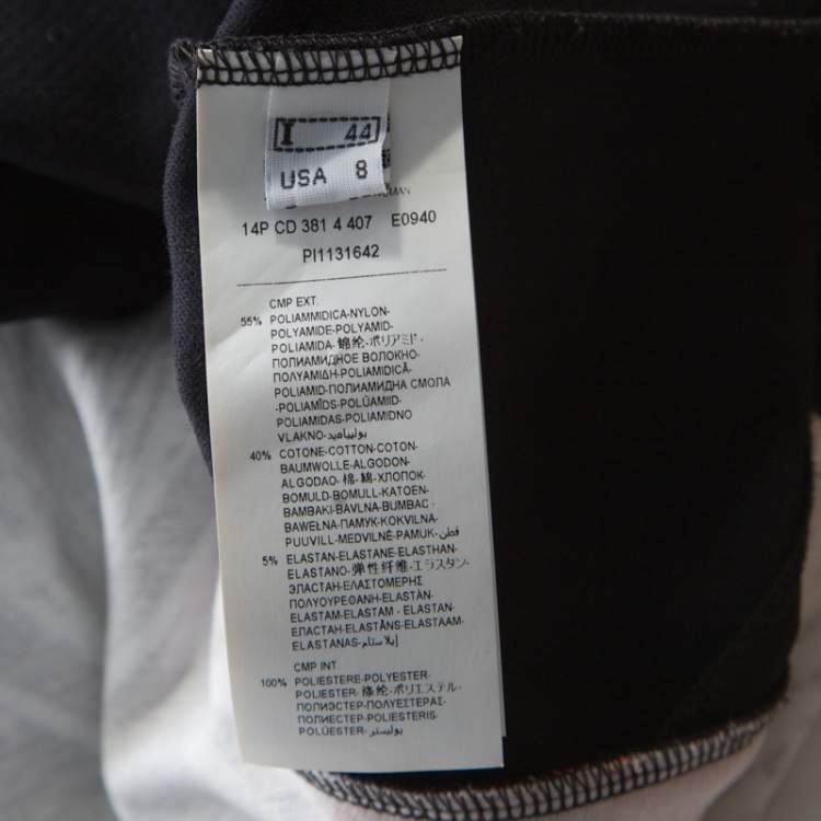 Pre Owned Roberto Cavalli Black Jacquard Contrast Printed Panel Short Sleeve Dress M