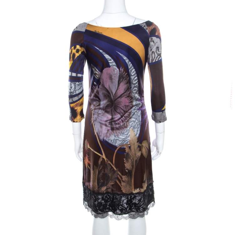 Pre Owned Class by Roberto Cavalli Multicolor Jersey Printed Midi Dress M