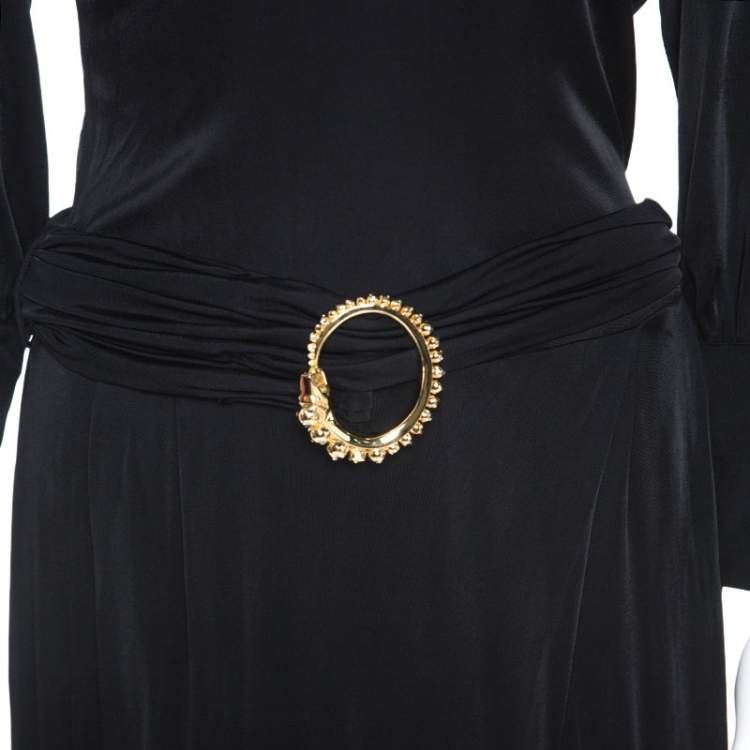 Pre Owned Class by Roberto Cavalli Black Jersey Belted Maxi Dress M