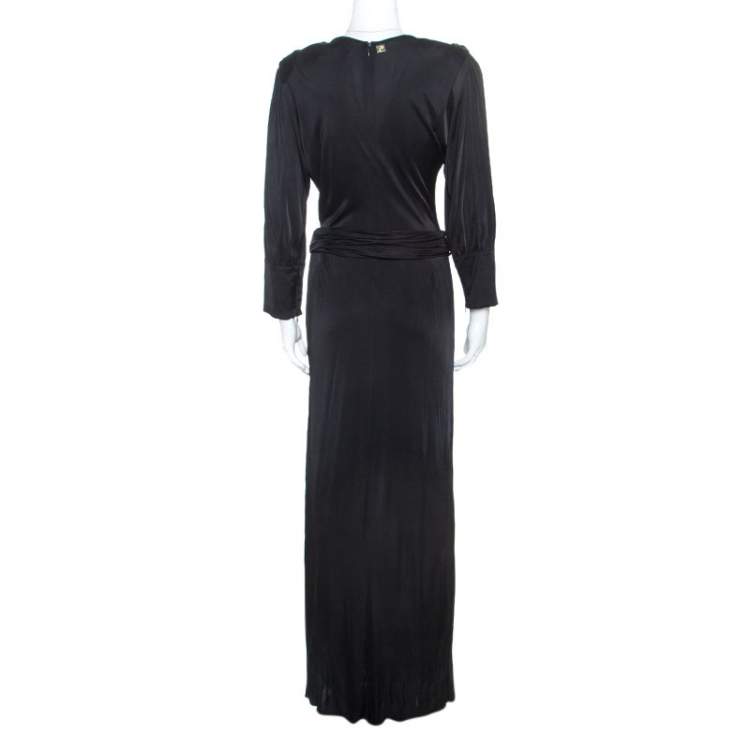 Pre Owned Class by Roberto Cavalli Black Jersey Belted Maxi Dress M