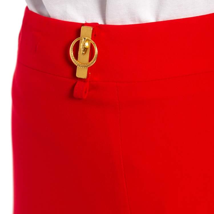 Pre Owned Class by Roberto Cavalli Red Cady Paneled Maxi Skirt M