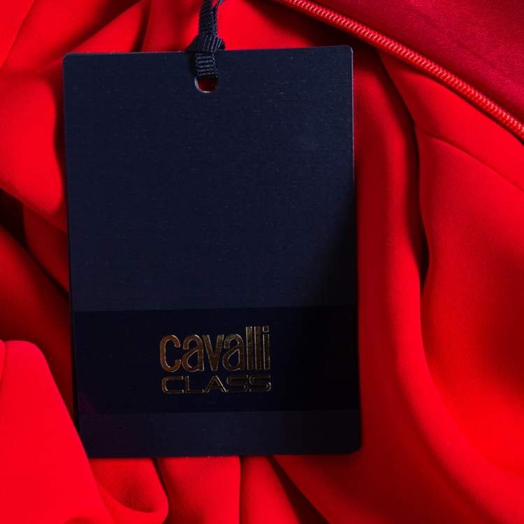 Pre Owned Class by Roberto Cavalli Red Cady Paneled Maxi Skirt M