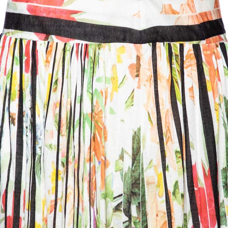 Pre Owned Cavalli Class Multicolor Floral Printed Knit Maxi Skirt S
