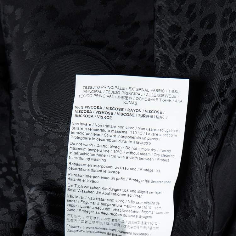 Pre Owned Class by Roberto Cavalli Black Jacquard Silk Neck Tie Detailed Blouse L