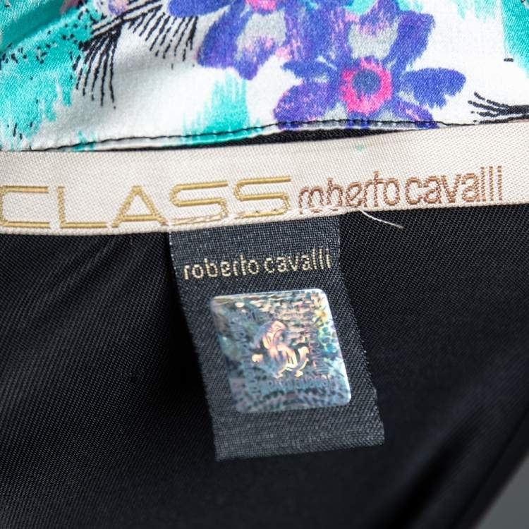 Pre Owned Class by Roberto Cavalli Black Jersey Contrast Paneled Top M