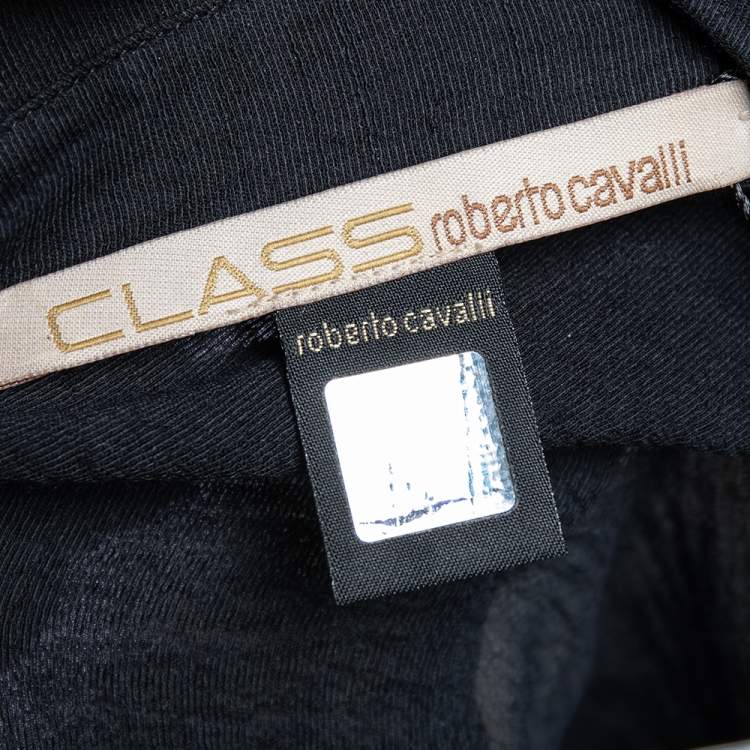 Pre Owned Class by Roberto Cavalli Black Lurex Crepe Button Front Shirt M