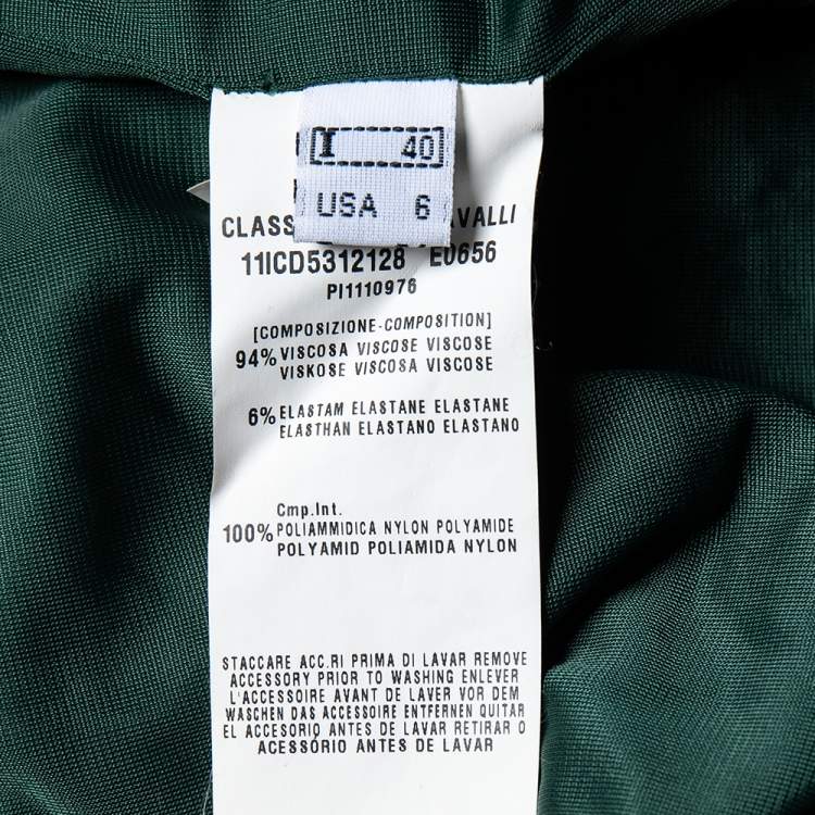 Pre Owned Class by Roberto Cavalli Green Printed Knit Draped Short Skirt S