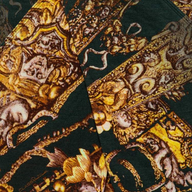 Pre Owned Class by Roberto Cavalli Green Printed Knit Draped Short Skirt S