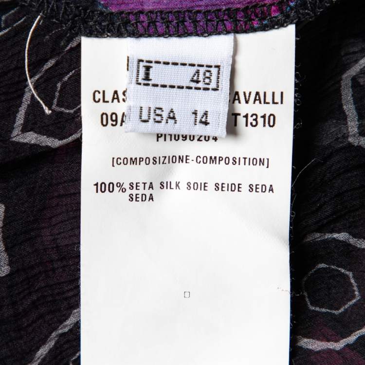 Pre Owned Class by Roberto Cavalli Black Floral Print Silk Sheer Blouse L