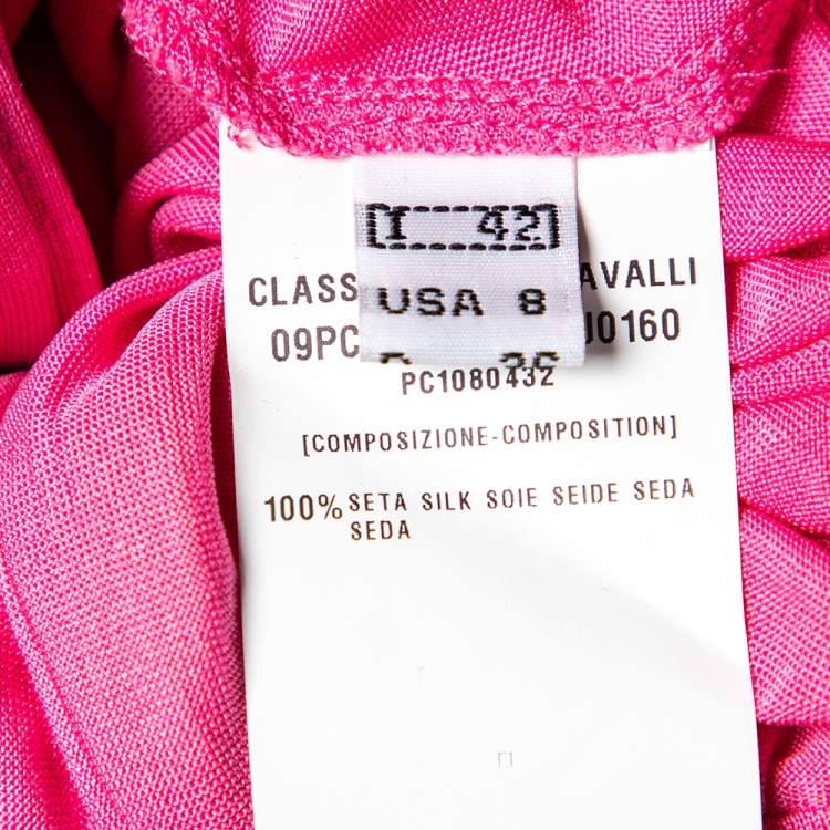 Pre Owned Class by Roberto Cavalli Pink Silk Knit Button Front Top M