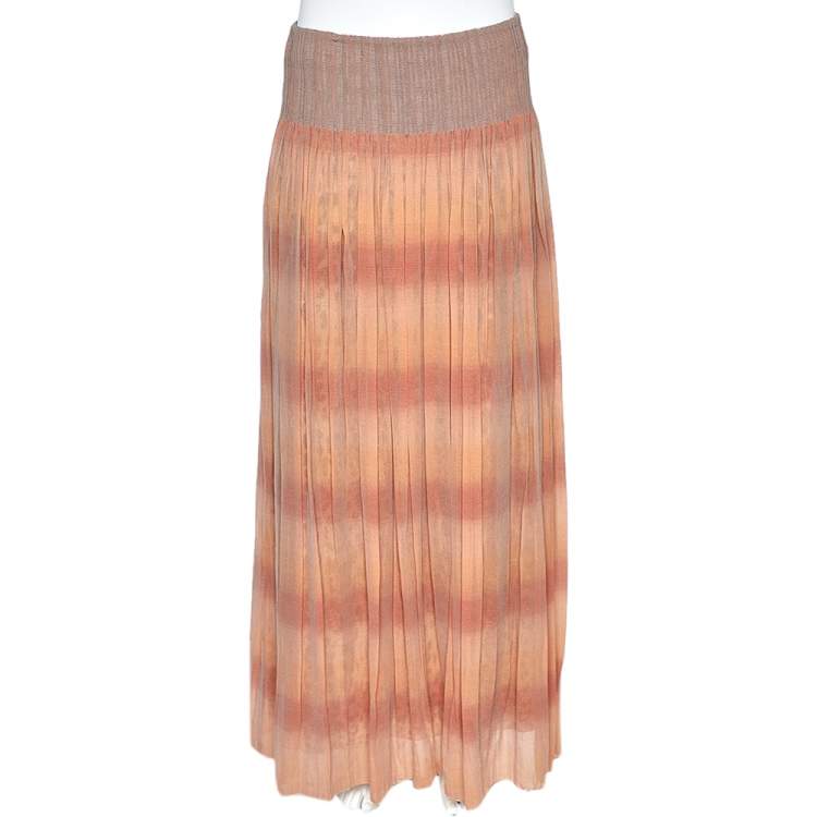 مملوكة مسبقًا Class by Roberto Cavalli Pink & Animal Printed Silk Layered Maxi Skirt L