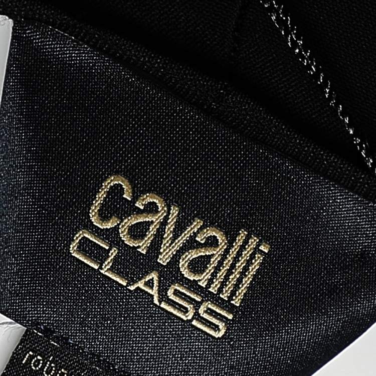 Pre Owned Class by Roberto Cavalli Black Jersey Metal Link Detail Maxi Dress L