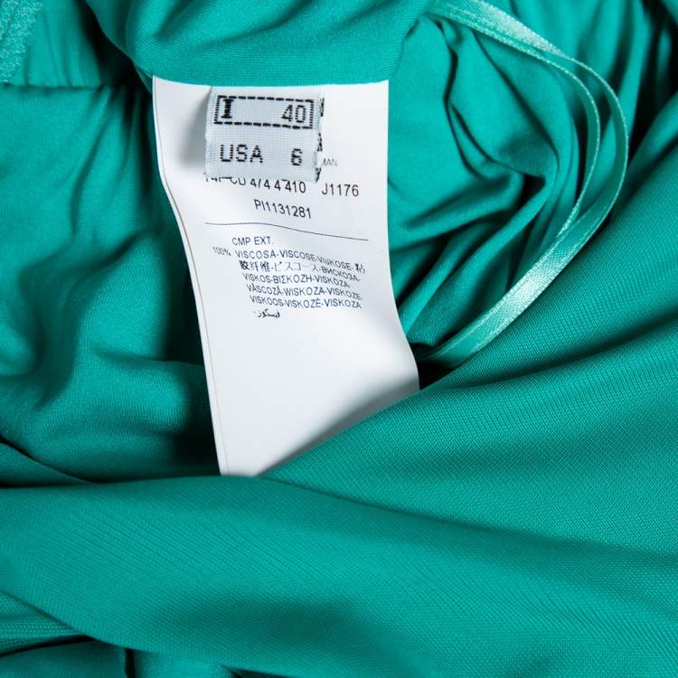 Pre Owned Class by Roberto Cavalli Green Jersey Pleated Belted Maxi Dress S