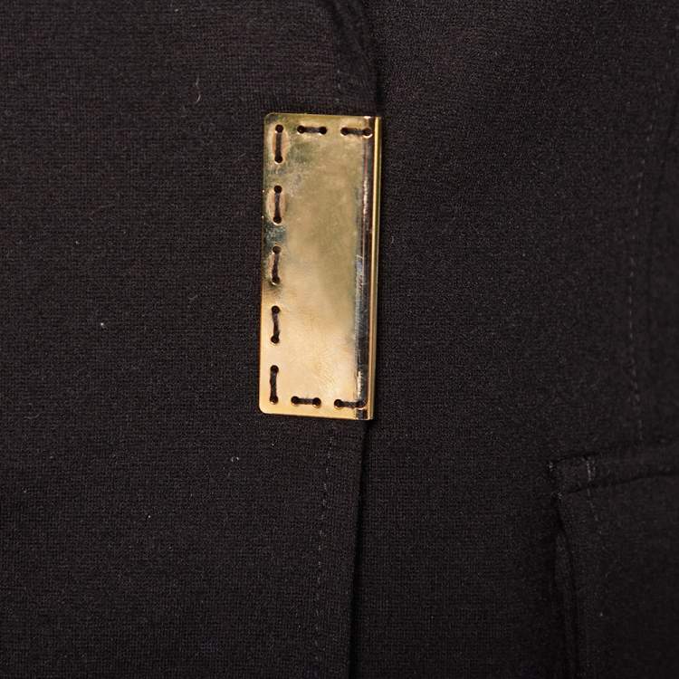 Pre Owned Class by Roberto Cavalli Black Knit Pocketed Single Breasted Blazer M