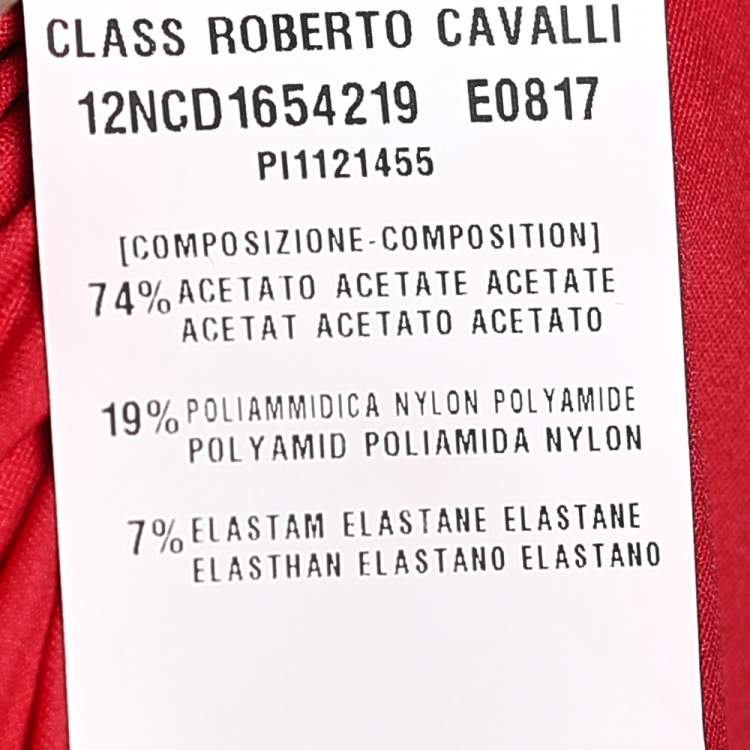 Pre Owned Class by Roberto Cavalli Coral Red Jersey Draped Detail Maxi Dress L